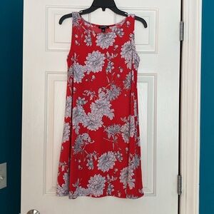 roz & ALI small red dress with white floral print.